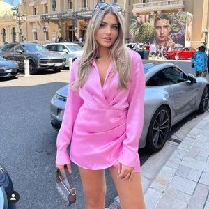 ZARA Satin Dress Pink